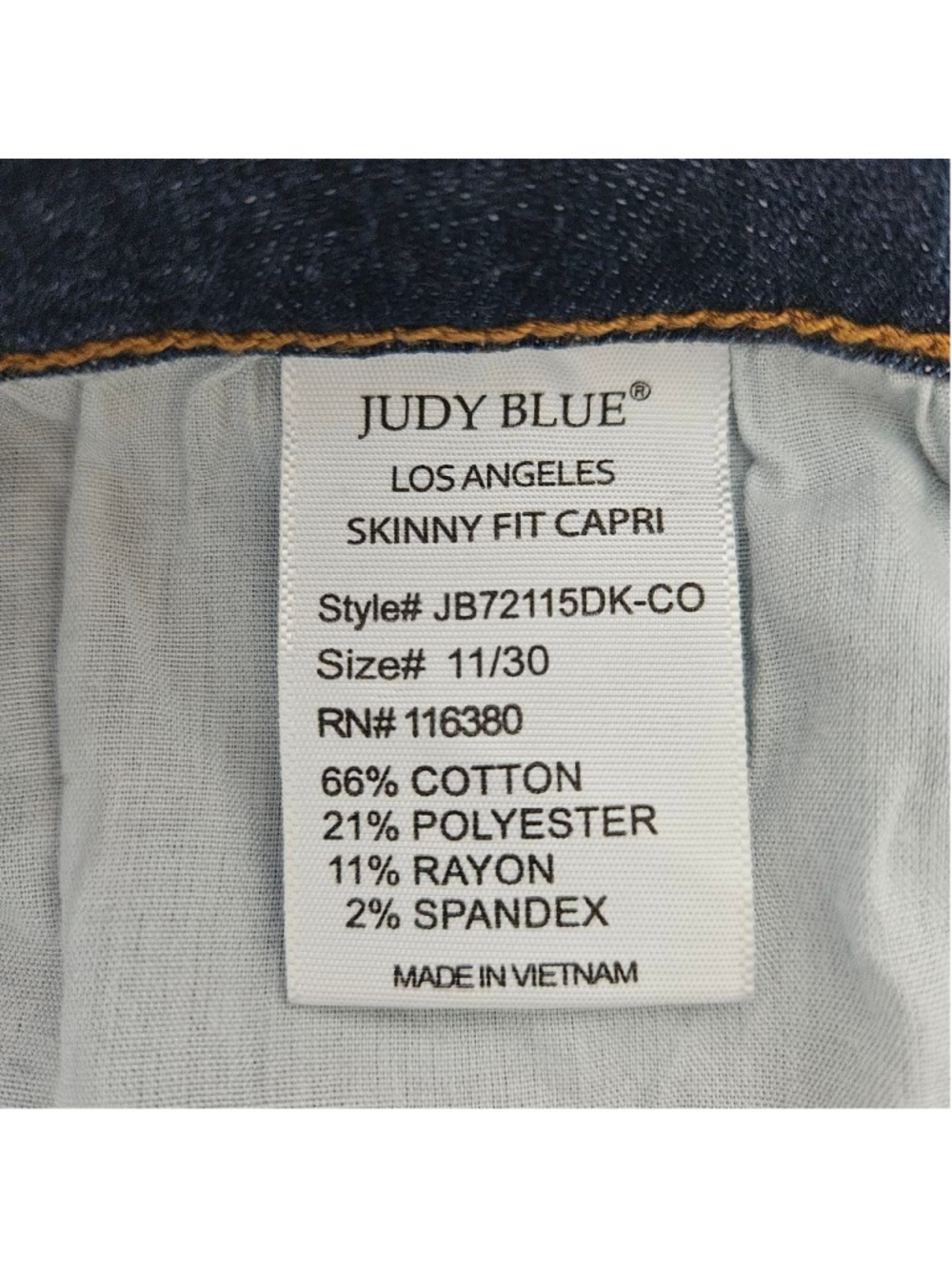 Judy Blue Blue Skinny Fit Capri Jeans 30 Dark Wash Stretchy - Picture 8 of 15